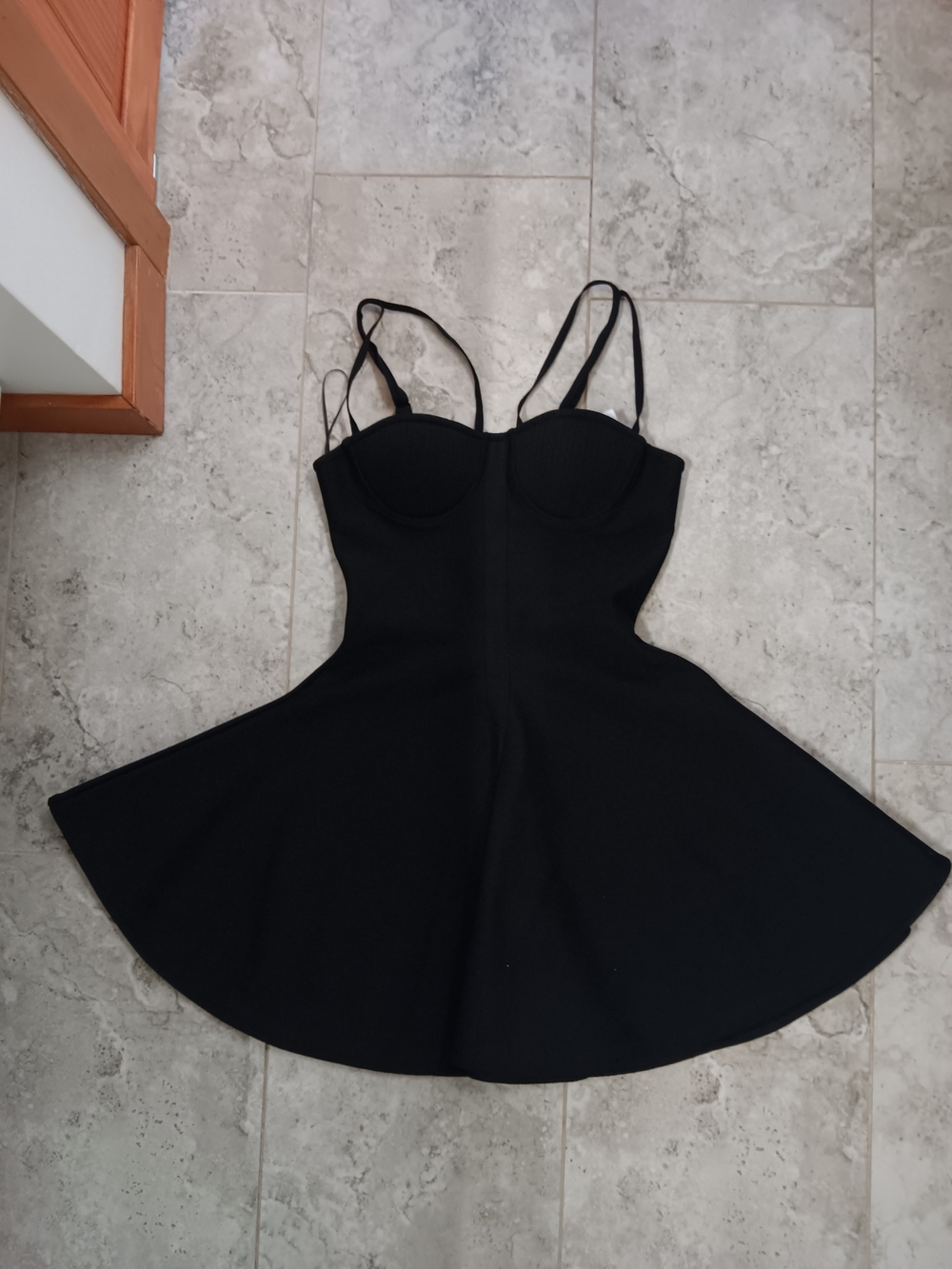 AKIRA Black Bustier Fit-and-Flare Mini Dress